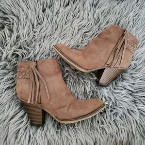 Mia Brown Suade Booties with Tassel